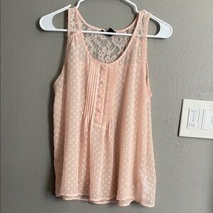 Forever 21 Peach Lace Button Tank Top